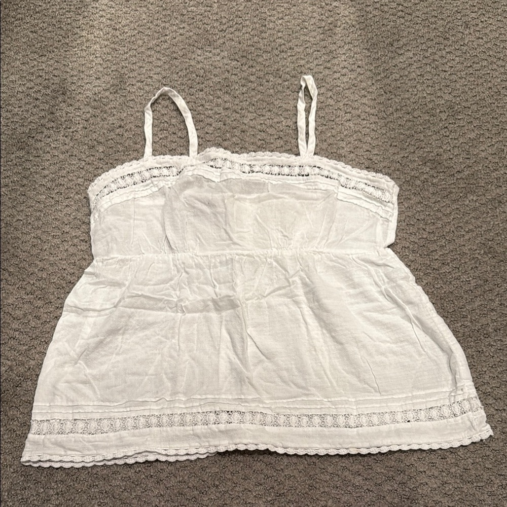 LOFT - White Lace Trim Tank Top